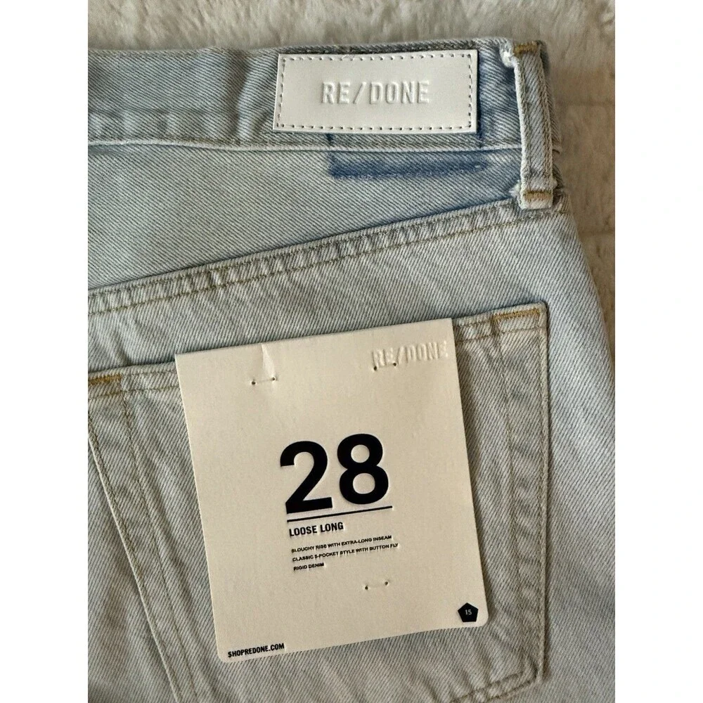 RE/DONE Loose Acqua Destroy Straight Leg Jeans Size 28 – Retail $325 NWT - Picture 6 of 10